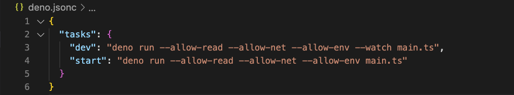 Deno Config Showing Tasks, "Deno.jsonc in vscode"