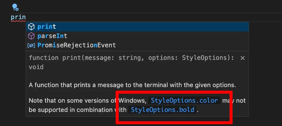 Example of linkcode in VSCode hover tooltip