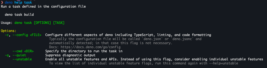 `deno help task`